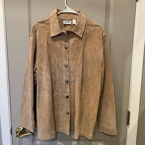For the ladies, a Chico’s Design brushed leather shirt/jacket, size 3.